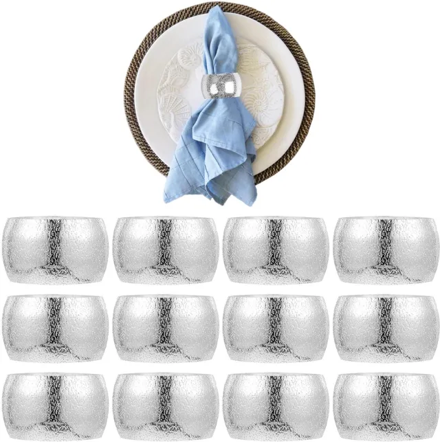 Ibenzoa Elegante zilverkleurige servetringen set van 12 voor feestelijke tafeldecoratie