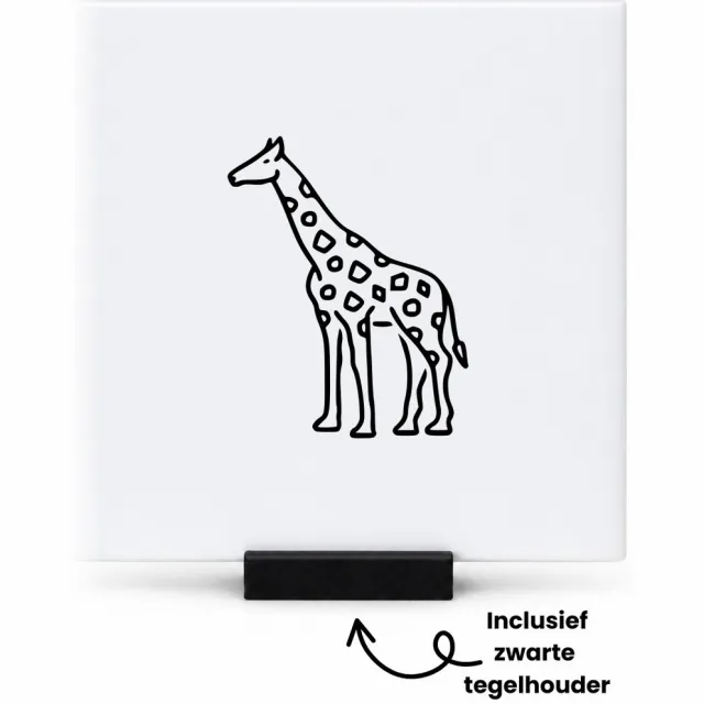Hacebo Giraffe tegeltje met tegelhouder - Giraffe - Giraffeliefhebber - tegeltjes met tekst - Dieren liefhebbers - Speelgoed dieren - Cadeau - Gift - spreuktegels - 10.8x10.8 CM Wit