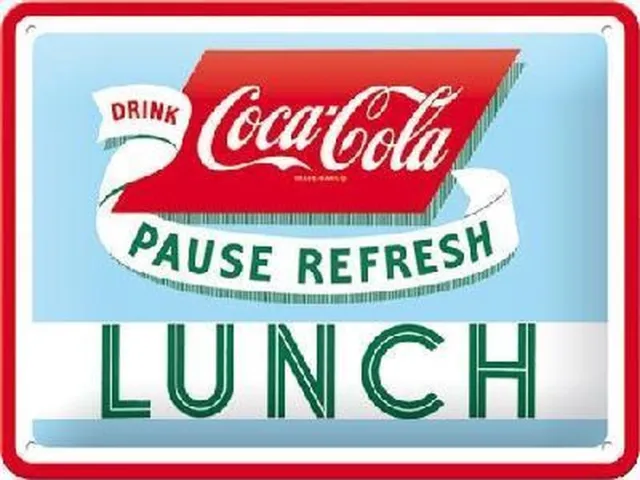 Nostalgic Art Merchandising Coca Cola Lunch Metalen wandbord in reliëf 15 x 20 cm. Zie Afbeelding