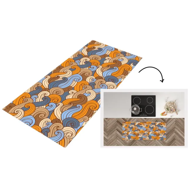 KitchenYeah Keukenloper - Loper keuken - Vintage - Japans - Patronen - 120x50 cm - Keukenloper vinyl Multicolor