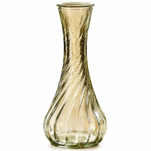 SWGOTA Kleine glazen vaas met spiraalreliëf - 15 cm hoog, diameter 6,5 cm - Smalle hals voor kunstbloemen - Kartonnen verpakking Transparant