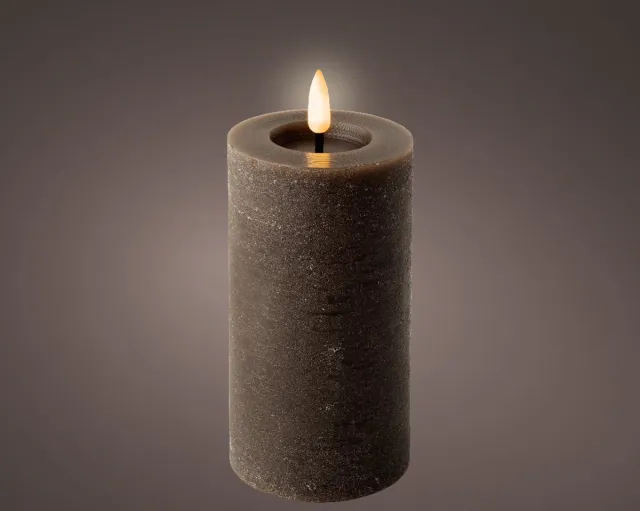 Lumineo LED wax stompkaars met vlameffect bruin - ø7x15,4 cm