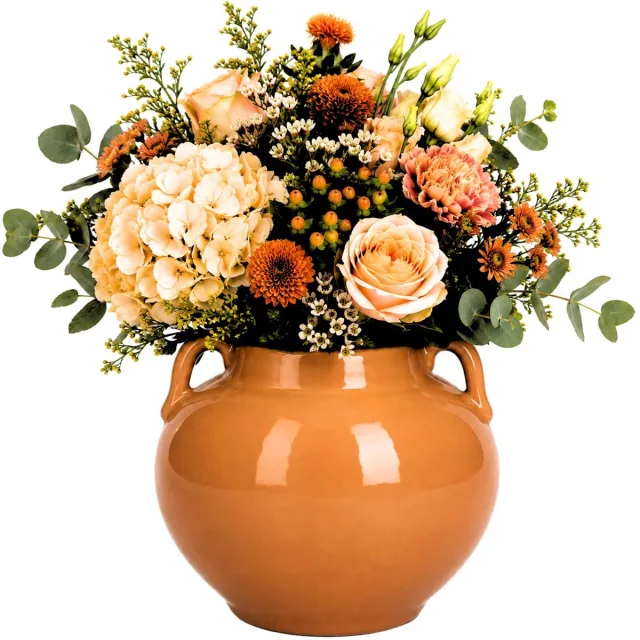 Atmosphera Vaas Aquilos - glans - terra bruin / terracotta - D18 x H17 cm - keramiek - bloemenvaas - voor stelen en boeketten Terracotta bruin