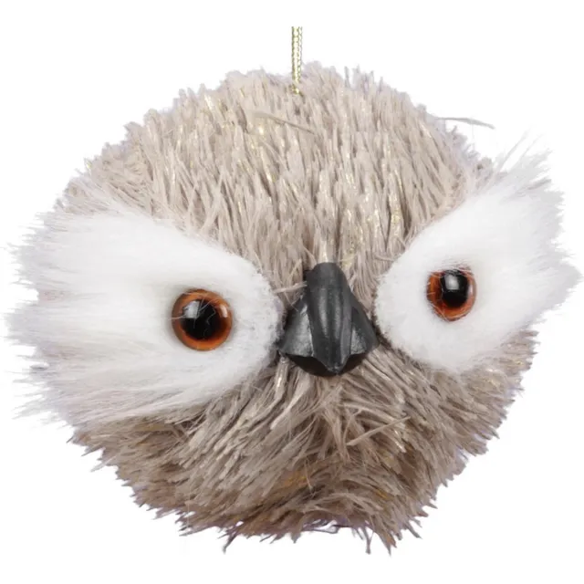 Othmar Decorations 1x Kersthanger figuurtjes uil beige 9 cm - Kerstornamenten en kersthangers - Kerstboomversiering