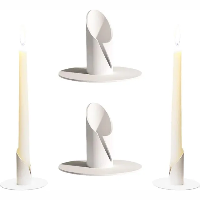 JGS ® Kandelaar, 4 stuks kaarslicht diner kandelaars voor woonkamer en slaapkamer decoratie, wit