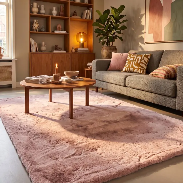 NATURL. Zacht Hoogpolig vloerkleed - Comfy Supreme Roze - 80x150cm
