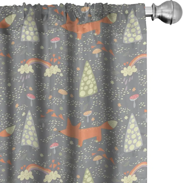 ABAKUHAUS Gordijnen – Doodle Dieren – 2x75x175 cm – Meerkleurig Mehrfarbig