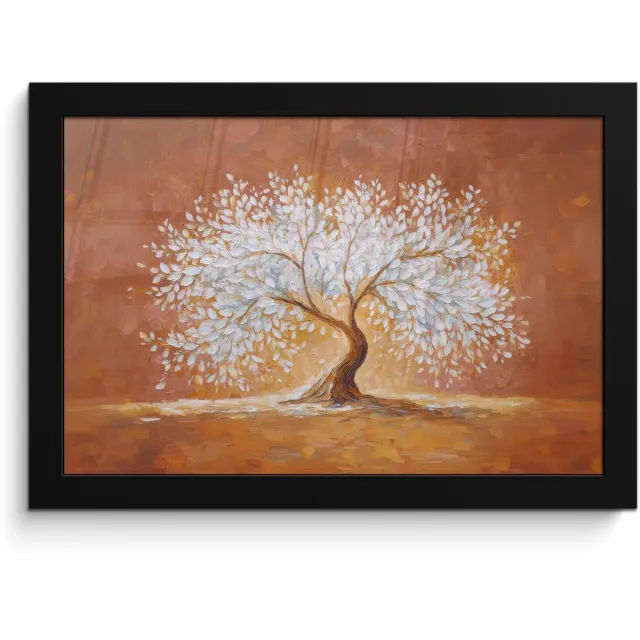 FrameYourWall Poster in lijst - Fotolijst 30x20 cm - Posters - Abstract - Boom - Wit - Bladeren - Posterlijst zwart - Decoratie - Wanddecoratie woonkamer - Muurdecoratie slaapkamer