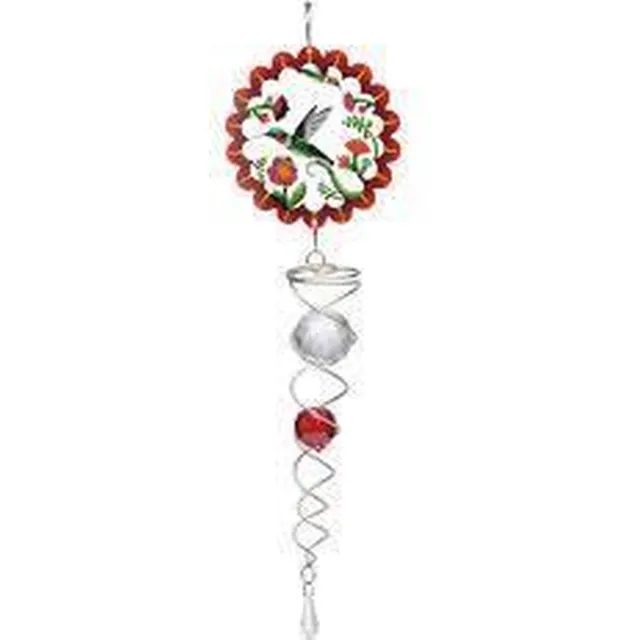 Spin Art/Cooking Vinyl Spin Art windspinner kolibrie RVS - 40cm lang - windspinner plus twister rood