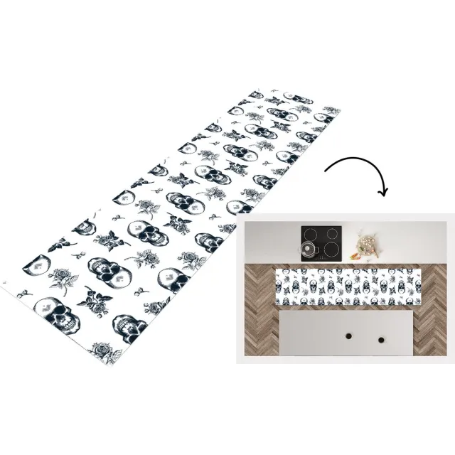 KitchenYeah Keukenloper - Loper keuken - Tieners - Skull - Bloemen - Patronen - Keukenloper vinyl multicolor