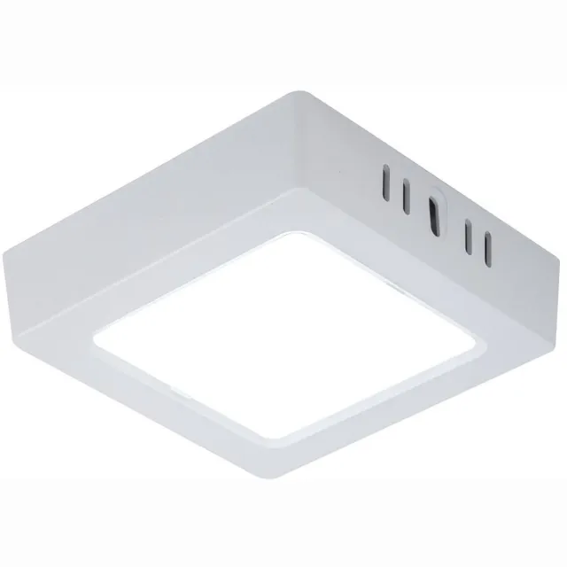 V-TAC LED plafondlamp woonkamerverlichting halverlichting opbouw paneel vierkante keukenlamp, wit kunststof, 6W 660lm 6500K koel wit, L 12 cm