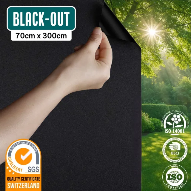 Homewell Verduisterende Raamfolie - 70x300cm - Statisch & Herbruikbaar - 100% Lichtdicht - Raamfolie Zwart - Zonwerend & Anti-inkijk Blackout