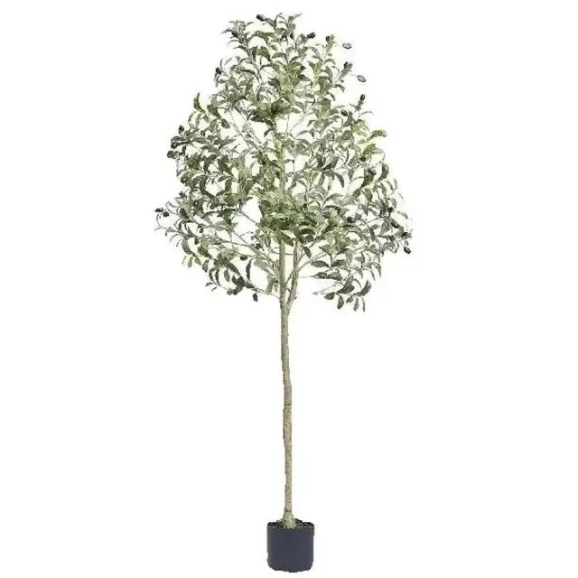 Archi Kunstmatige olijfboom 150 cm – Kunstplant - Olijfplant met pot – Onderhoudsvrij - Voor woonkamer, kantoor en interieur Groen/bruin/zwart