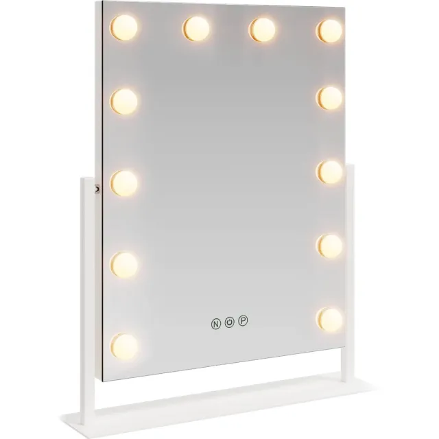vidaXL LED - Vanity - Spiegel - Wit - 44 - x - 10 - x - 53 - cm - Glas - en - Staal