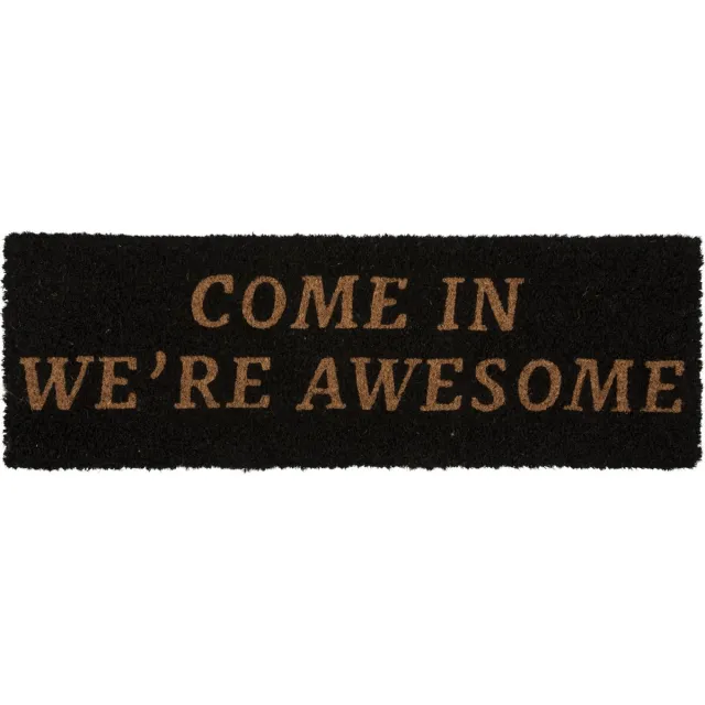 Present Time Deurmat Come In We're Awesome - Zwart - 75x25x1,5cm Off white