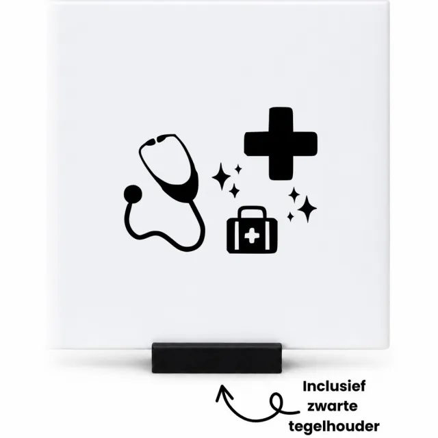 Hacebo Dokter tegeltje met tegelhouder - Dokter - Dokter Arts Verpleegkundige - tegeltjes met tekst - Verpleegkundige - dankjewel - Ziekenhuis - Verpleegster - spreuktegels - 10.8x10.8 CM Wit