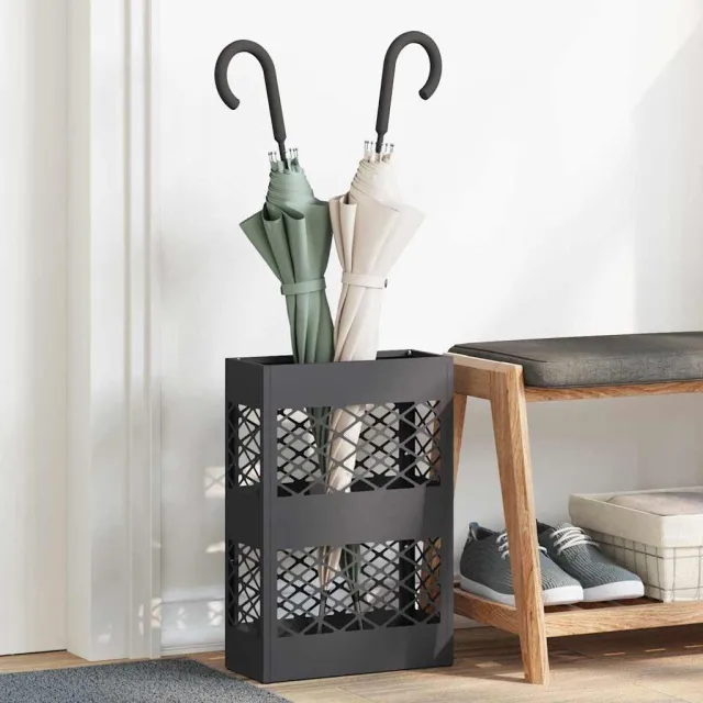 vidaXL Regen paraplu standaard Zwart 28 x 12 x 41 cm Staal