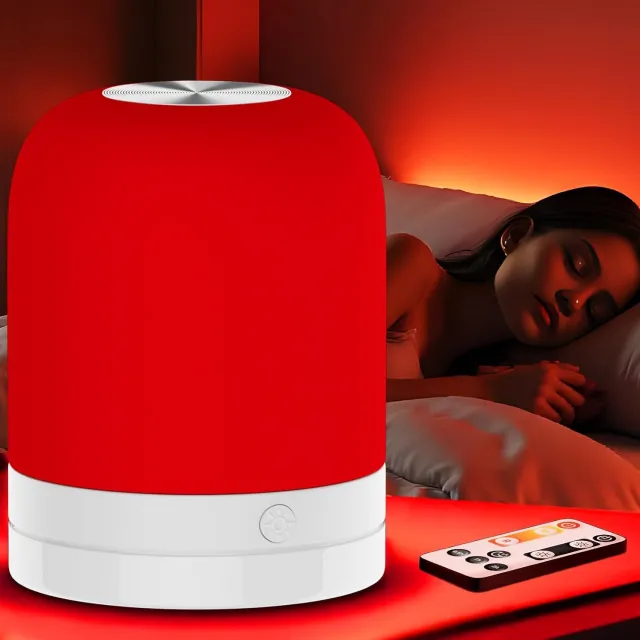 SKIEHAN Rood Licht Nachtlampje voor Slaap - Rood Nachtlampje Bureaulamp met 670nm Golflengte - Stimuleert Melatonine en Bioritme voor Betere Slaap - oplaadbare - Slaap - USB-C - Sfeerlamp - voor Diepe Ontspanning Reizen Meditatie en Yoga
