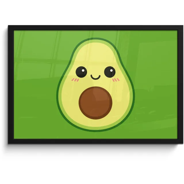 FrameYourWall Poster in lijst - Fotolijst 60x40 cm - Posters - Avocado - Groen - Speels - Posterlijst zwart - Decoratie - Wanddecoratie woonkamer - Muurdecoratie slaapkamer