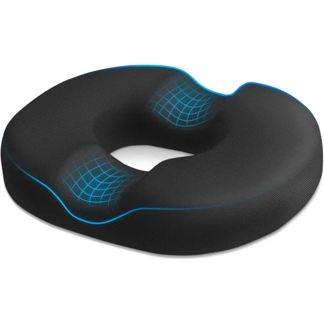 GOODEVN Donut Kussen Orthopedisch & Ergonomisch Voor Auto En Bureaustoel - Stuitkussen - Ringkussen - Zitring Kussen - voor Aambeien, Piercing en Stuitje - Zitkussen Zwart