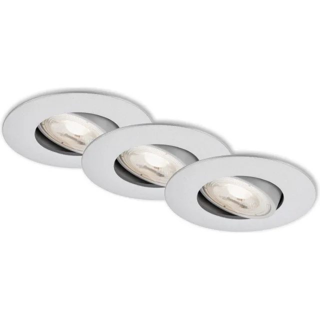 Briloner KULANA - Inbouwspots set van 3 - draaibare inbouwarmaturen - 3 x LED / 5W 460lm - lichtkleur: warm wit - inbouwdiepte: 30mm - inbouwmaat: 68mm - product: Ø90mm - mat chroom chroommat