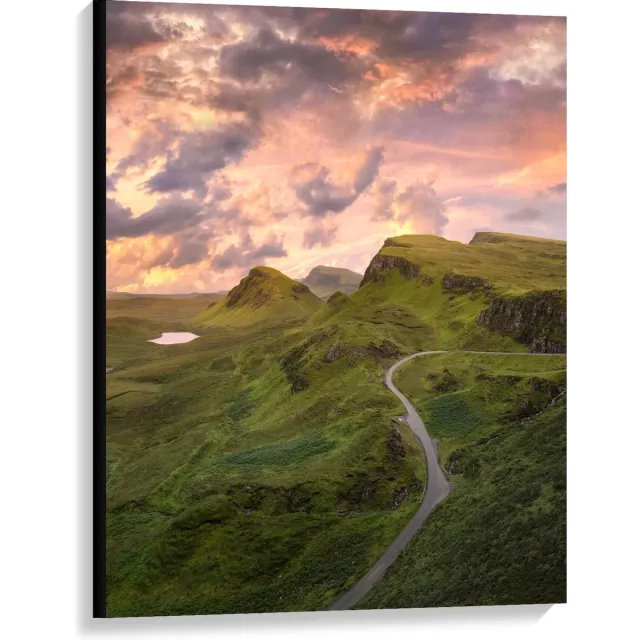 KuijsFotoprint Canvas - The Quiraing Landschap, Schotland - 75x100cm Foto op Canvas Schilderij (Wanddecoratie op Canvas) Blauw