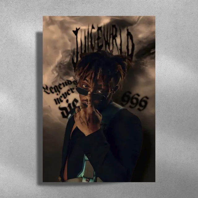Luxe poster Juice Wrld 999 - Metalen poster 40x60cm bruin