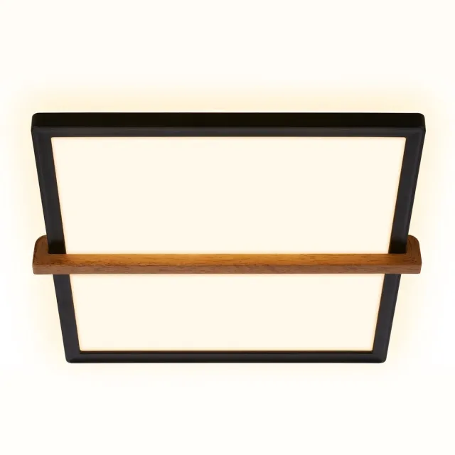Briloner Remsa - LED Plafonniére - plafondlamp met indirect licht - warm wit licht - 29 x 31,5 x 4 cm - zwart hout zwart-hout
