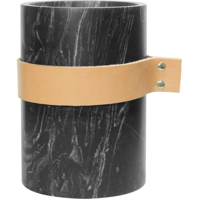 TAK Design Vaas Carlo S2 - Incl. Lederen Band - Marmer - 8,5 x 15,5 cm - Zwart