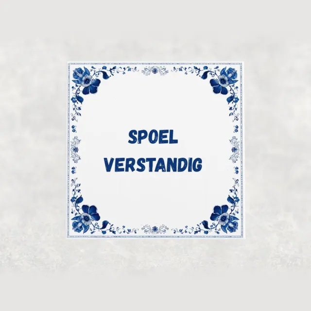 Voici Voilà Spreuk tegel 15x15 cm Spoel verstandig Wit met tekst