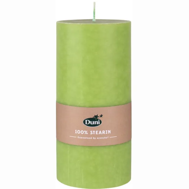 Duni Bladgroene cilinderkaarsen/stompkaarsen 15 x 7 cm 50 branduren - Groene geurloze kaarsen