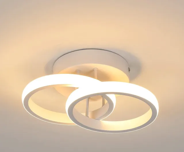 Goeco Plafondlamp - 25cm - Klein - LED - 22W - Met Dubbele Cirkel - Voor Woonkamer Slaapkamer Keuken Balkon Wit