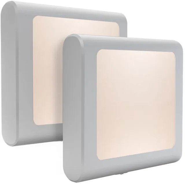 longziming 2-Pack Plug-In LED-Nachtlampjes, Ultradun - Ideaal Voor De Slaapkamer, Badkamer, Gang, Trap Of Elke Donkere Kamer (Warm Wit)
