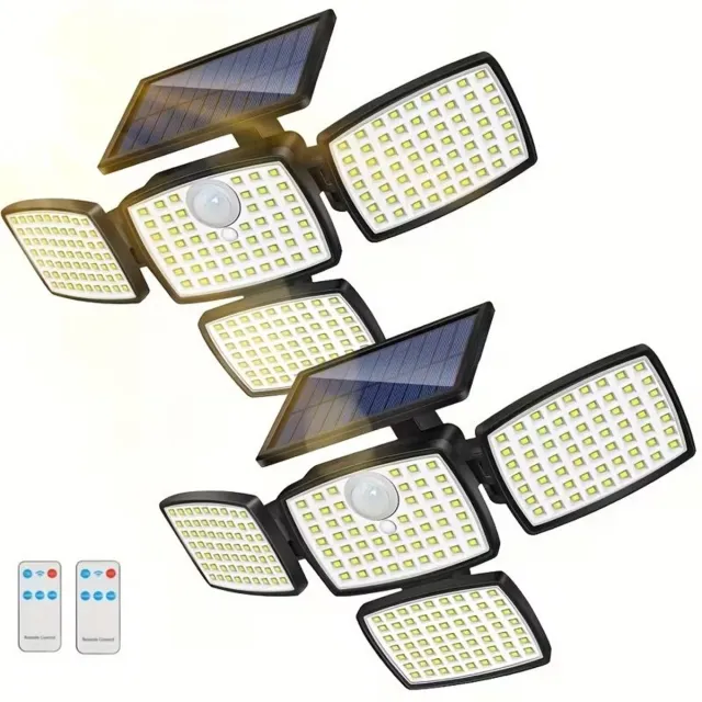 J.T.R 2 stuks Solar Buitenlampen 179 LED Bewegingssensor Buitenlamp IP65 270° Brede Hoek met 3 Modi voor Tuin Zwart