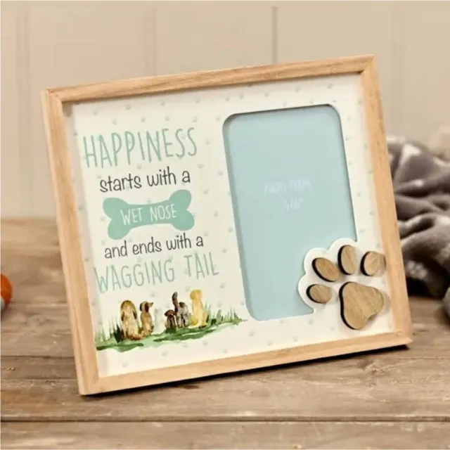 Langs Houten fotokader - Fotolijst - Honden - Pootafdruk 3D - Herinnering hondenliefhebber - 24 x 20 cm lichtgroen