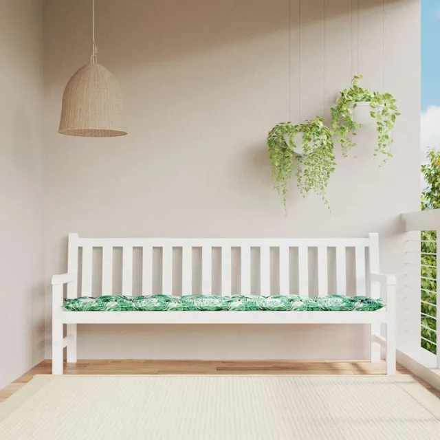 vidaXL Tuinbankkussen met bladpatroon, 200x50x7 cm, Oxfordstof Groen