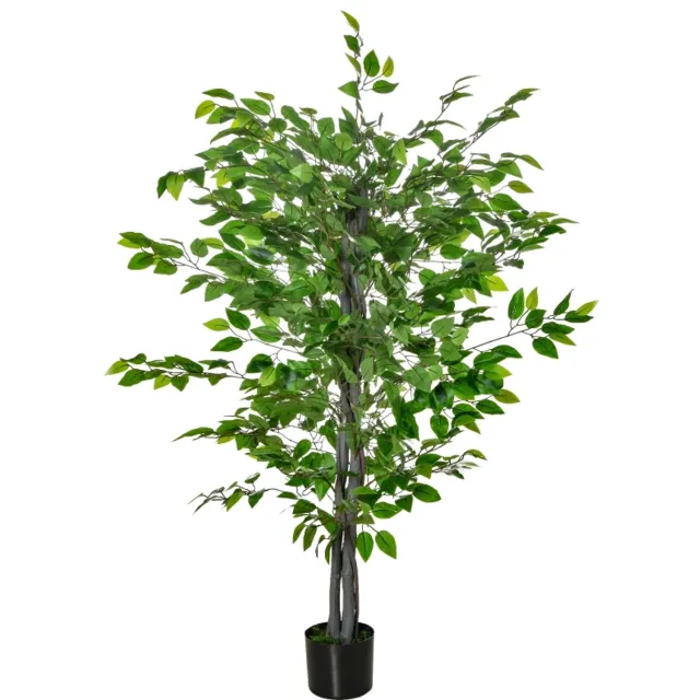 ZYLARO Kunstficusboom - Realistisch uiterlijk - Cementpot - 135 cm - Onderhoudsvriendelijk - Kunststof - Groen
