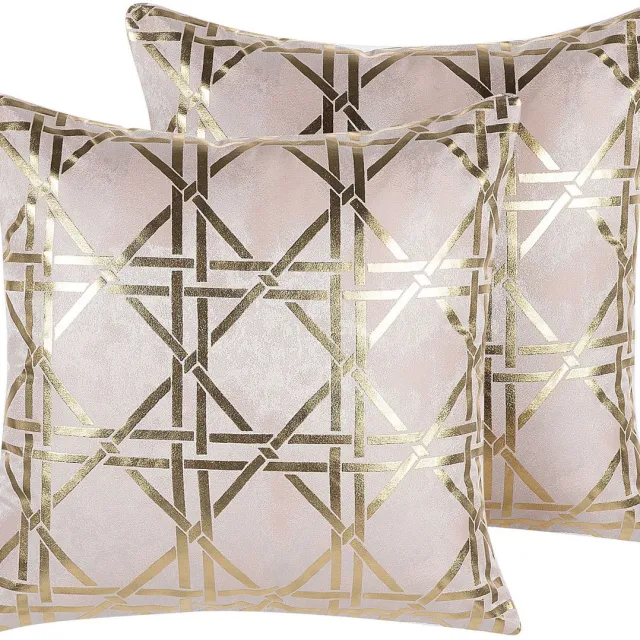 Beliani CASSIA - Sierkussen set van 2 - Roze - 45 x 45 cm - Polyester