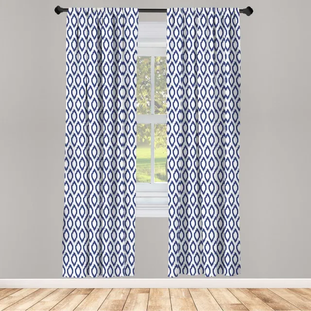 ABAKUHAUS Ikat gordijnpaneel – 2x75x175 cm – koningsblauw/wit – stokzak Königsblau Weiß