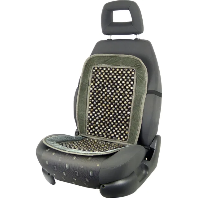 Carpoint Kralenkussen Deluxe – Zwart/Grijs – Universeel – Houten Kralen – Ventilerend – Voor Auto & Stoel