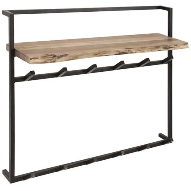 Industrieel In Huis Luxe Kapstok Hangend 12 Haken - Wandkapstok Muur - Kapstokhaak 6x - Kapstokken Industrieel Staand - Wandkapstok met Hoedenplank Hout & Zwart Metaal Landelijk - Wandkapstok met Plank (100 cm x 30 cm x 80 cm) Hout - Zwart