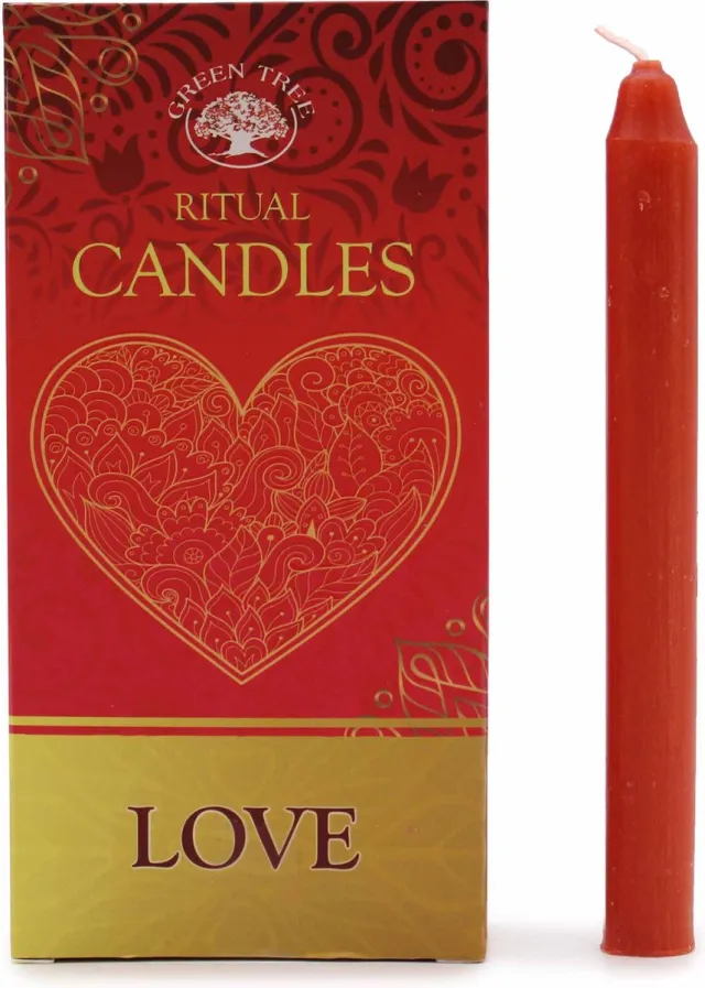 Green Tree Candle Rituele Kaarsen Love - Magic Spell Kaarsen - Rood - (10 Stuks)