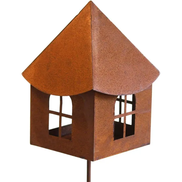UNUS Tuinsteker huis roestlook 12.5cmx16cm Bruin