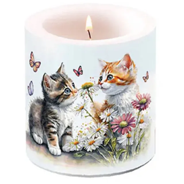 Ambiente Kaars - Kittens in Flower Field - 35 branduren Multi