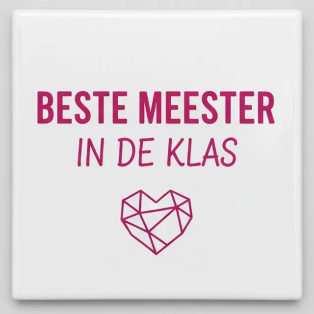 Nevolis Beste Meester In De Klas Keramische Tegel – Hart Design – Decoratieve Wandtegel 15×15 cm Multi Color
