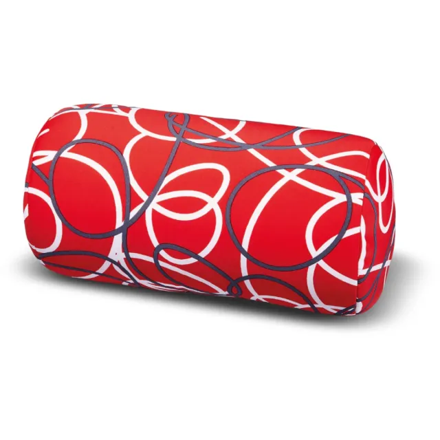 House of Healthbrands Kuschelmaxx Rolkussen - Sierkussen Rond Cilinder 17 x 33 cm - Rood lijnen-design - Stevig en zacht - Mooie print - Gevuld met microgranulaat - Vormvast & Wasbaar - Ideaal voor op de bank, bed, auto of op reis - Inclusief Wasnet