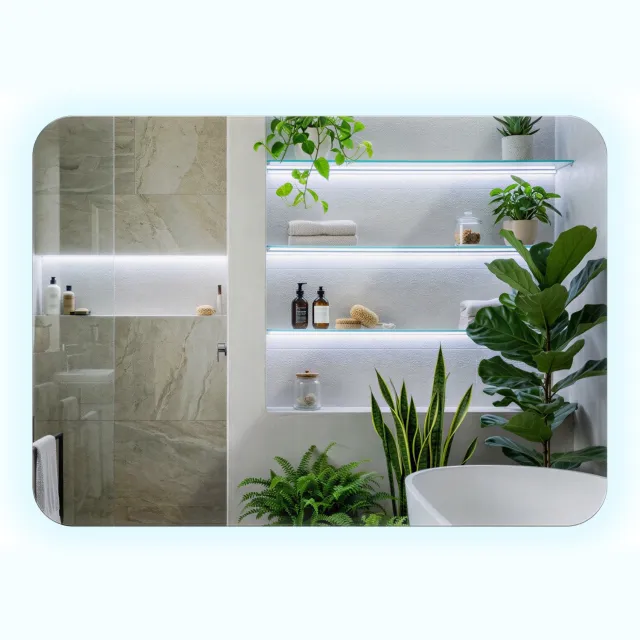 Coloray LED Spiegel - Stijlvolle Badkamerspiegel met Verlichting - 50 x 70 cm - LED Spiegel - Koud Wit 6500K - Wandspiegel LED - Decoratieve Moderne Spiegel