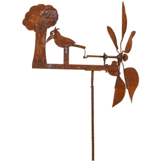 steeg80 Metalen Windmolen ‘Specht die op de boom klopt’ oranje bruin roest