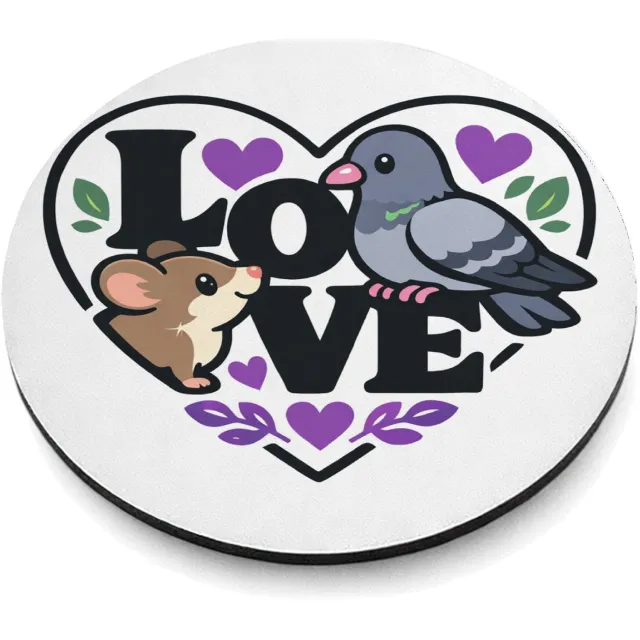 Mr Cadeautjes MDF magnetische fotolijst rond Ø 9,5 - design Een romantische maar luchtige dierencombinatie waarbij een v | cadeau Wit