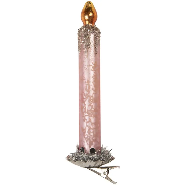 Clayre & Eef Kersthanger Ø 4x14 cm Roze Glas